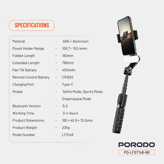 Porodo QuadBase Gimbal Stabilizer