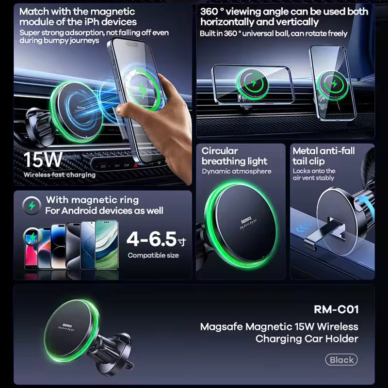 Remax Magnetic Car Holder 15W