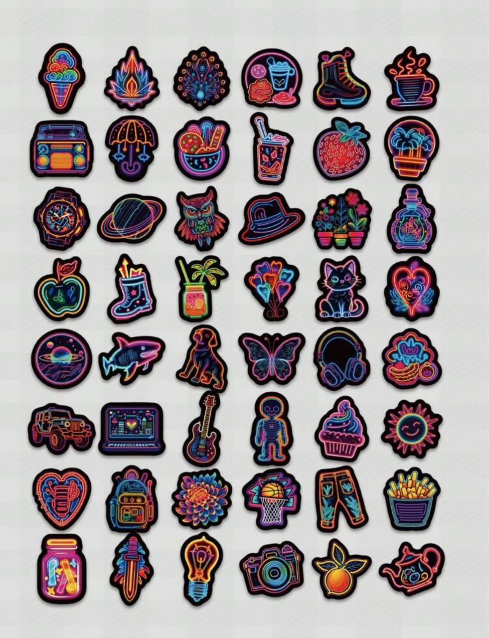 5 Neon Stickers