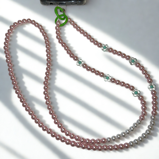 Floral Pearl Charm – Pink & Green