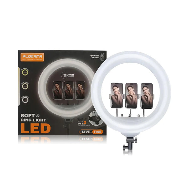 Plokama Live-R45 - 45cm Ring Light with Stand Mounts