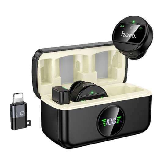Hoco Wireless Noise Cancelling Dual Microphone Type C And Lightning Set - L22