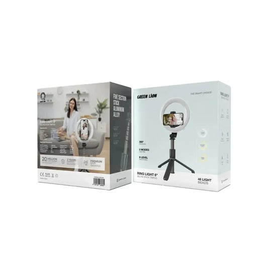 Green Lion Ring Light 6″ Selfie Stick Tripod
