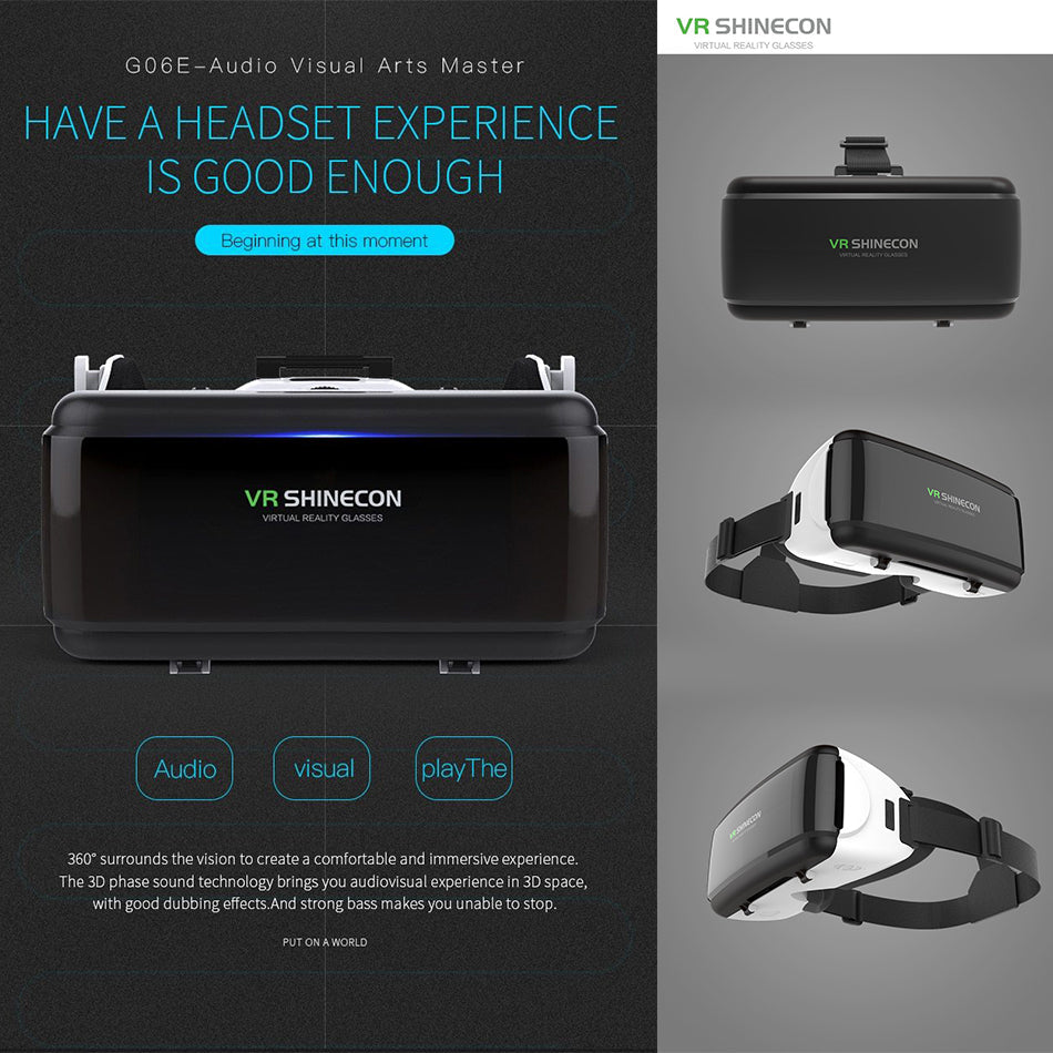 VR SHINECON SC-G06B - Virtual Reality 3D Goggle Smartphone Mount