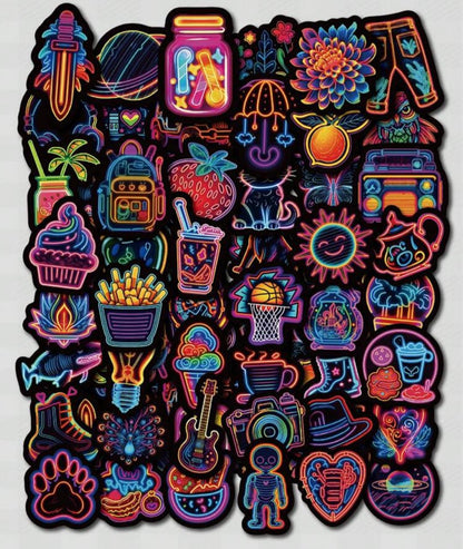 5 Neon Stickers